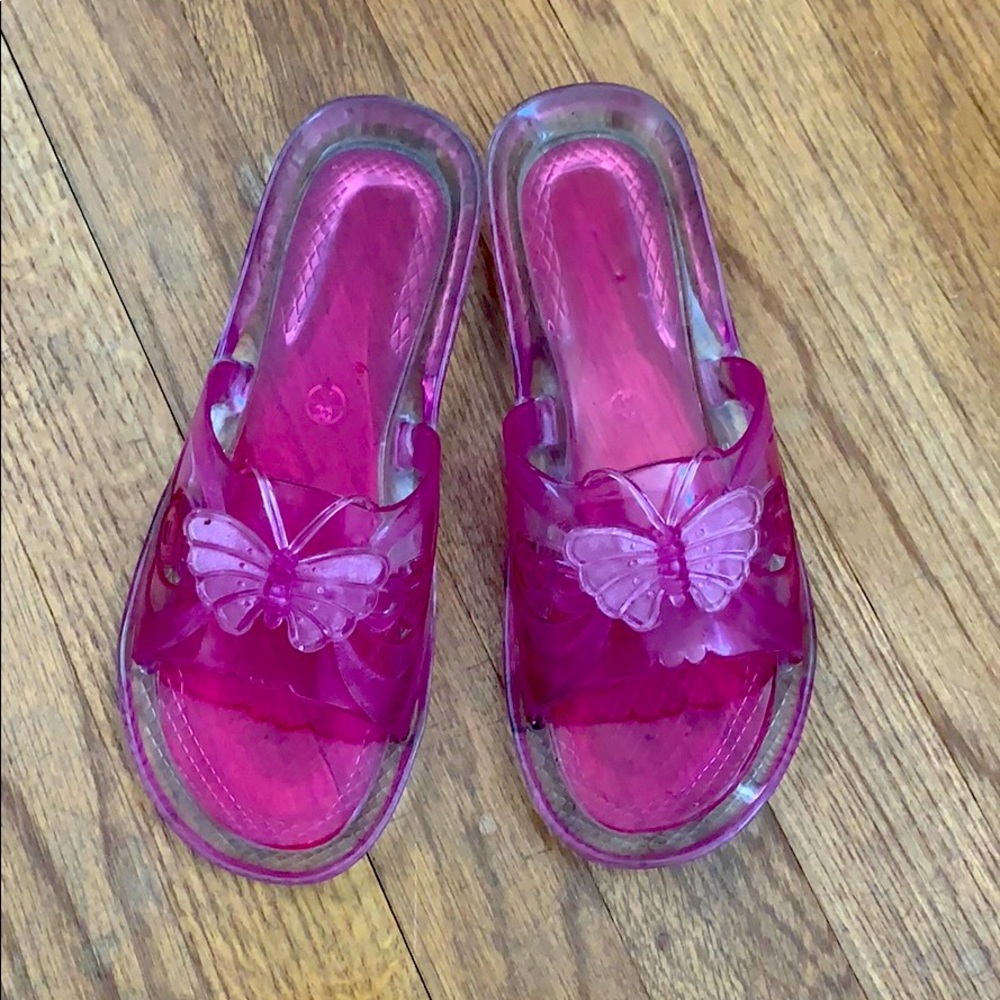 Hot pink butterfly “Jellies” sandals